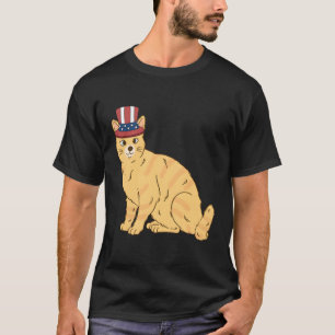 Camiseta Orange Tabby Cat 4 De Julho Eua Bandeira Americana