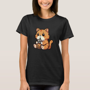 Camiseta Orange Tabby Cat Bubble Tea Pet Funny Boba