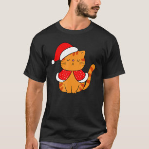 Camiseta Orange Tabby Cat Santa Hat natal Cat Bah humb