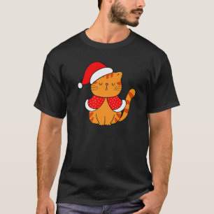 Camiseta Orange Tabby Cat Santa Hat natal Cat Bah humb