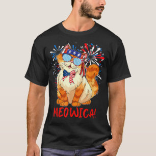 Camiseta Orange Tabby Gangsta Cat Tattoos Bandana 4 de julh