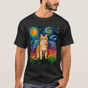 Camiseta Orange Tabby Tiger Cat Starry Night Colorir Por Aj