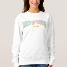 Camiseta Orange + Teal Faux Glitter Varsity MAID OF HONOR