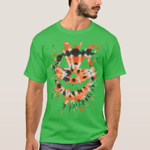 Camiseta Orange Tie Dye Jack O Lantern Face Hippie Hallowe
