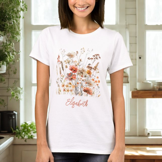 Camiseta Orange Watercolor Wildflower (Criador carregado)