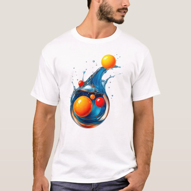 Camiseta Orb Splash: Explosão de Onda Turquesa (Frente)
