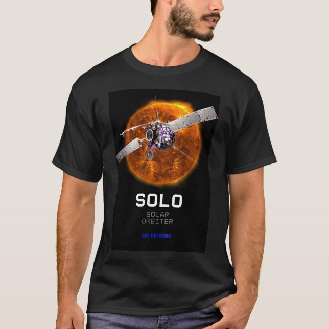 Camiseta Órbitro espacial solar cosmos telescópio negro (Frente)