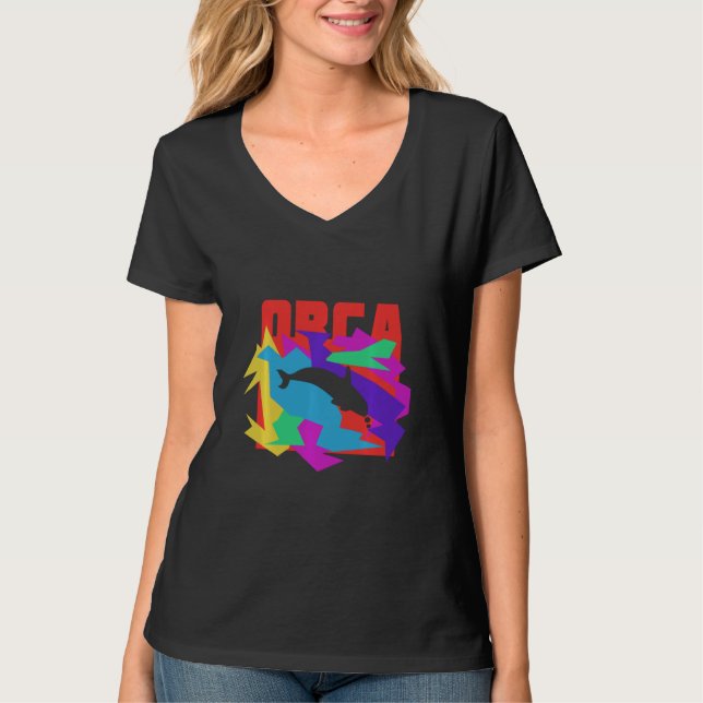 Camiseta Orca Animal Mosaico Puzzle Swea (Frente)