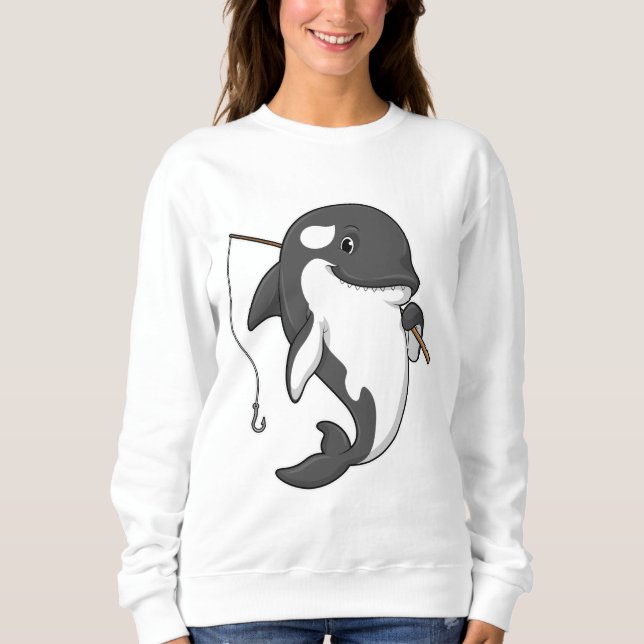 Camiseta Orca como pescador com cana de pesca (Frente)