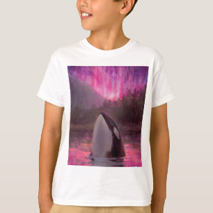 Camiseta Orca da baleia de assassino e aurora boreal
