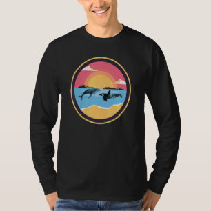 Camiseta Orca e Whale Family Vintage Retro Art Killer Whale