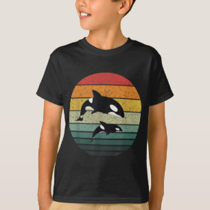 Camiseta Orca Family Vintage Retro Art, Família de Baleias 