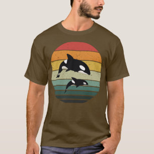 Camiseta Orca Family Vintage Retro Art, Família de Baleias 