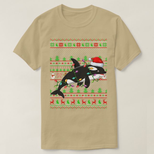Camiseta Orca Fish Lover Family Matando Orca Christma Feia (Frente do Design)