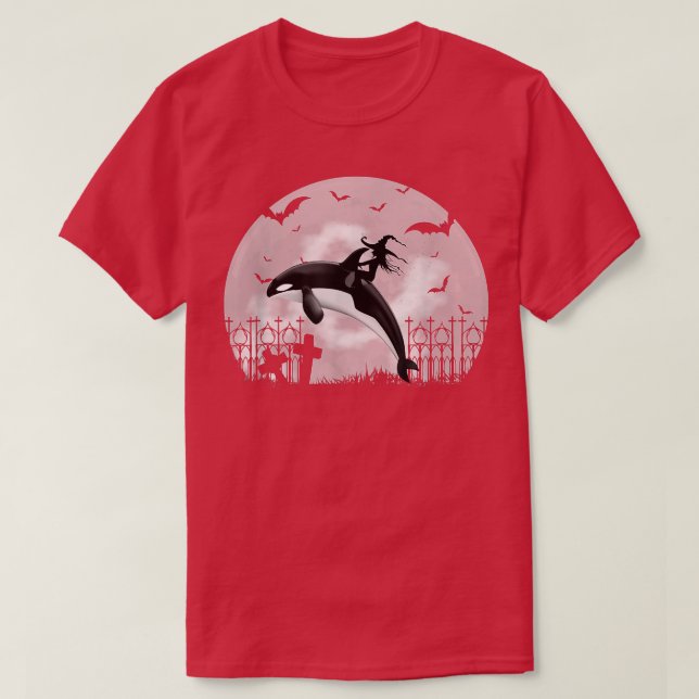 Camiseta Orca Killer Whale Moonlight Dia de as Bruxas engra (Frente do Design)