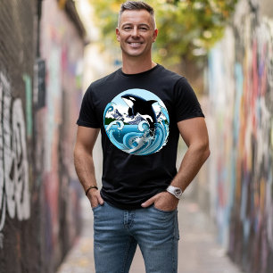 Camiseta Orca Majestosa Baleia Assassina Ondas Azuis Oceano