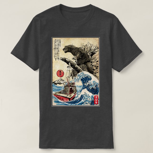 Camiseta Orca no Japão Tapeçaria (Frente do Design)