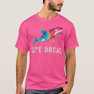 Camiseta Orca Save Orcas Killer Baleia Poligonal Rainbow Di