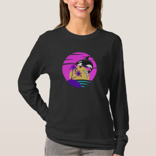 Camiseta Orca Whale Vintage Sunset 80 Retro Pul Hoodie