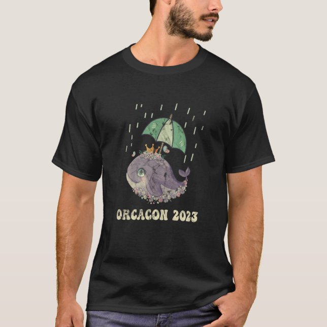 Camiseta Orcacon 2023 Chuva dos Guarda-chuvas de Baleia (Frente)