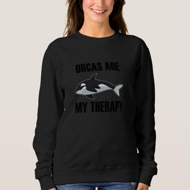 Camiseta Orcas Como Terapêutica Oceânica Coca-Feira Longa (Frente)