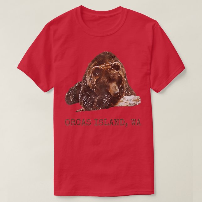 Camiseta Orcas Island Brown Grizzly Bear Em Snow Washington (Frente do Design)