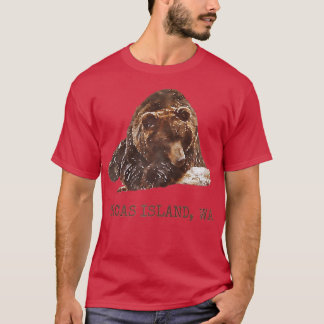 Camiseta Orcas Island Brown Grizzly Bear Em Snow Washington