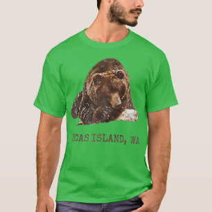 Camiseta Orcas Island Brown Grizzly Bear Em Snow Washington