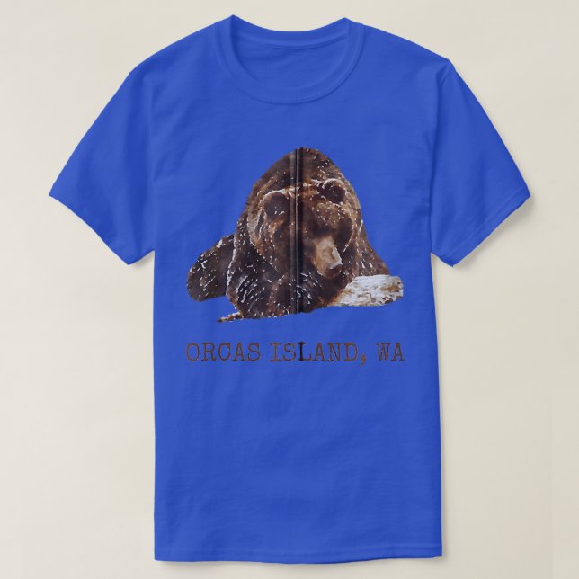 Camiseta Orcas Island Brown Grizzly Bear Em Snow Washington (Frente do Design)