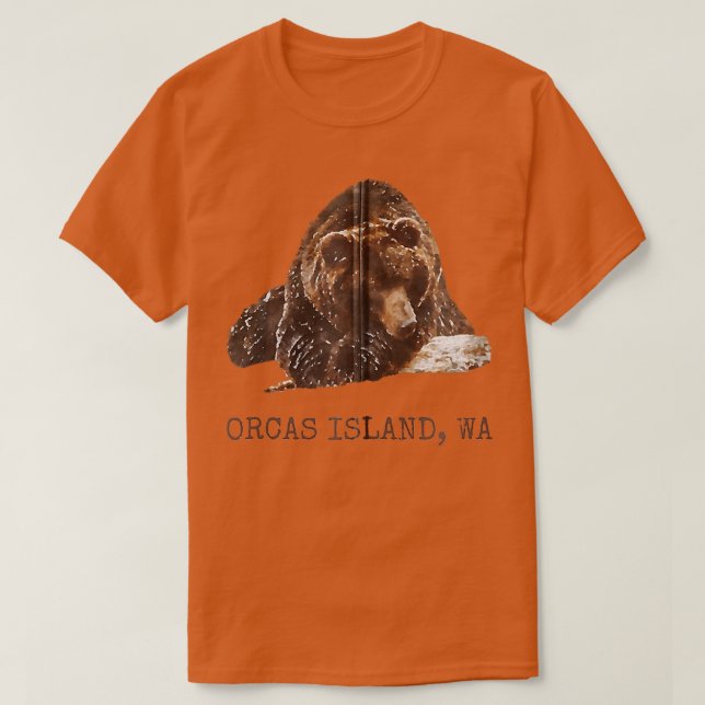 Camiseta Orcas Island Brown Grizzly Bear In Snow Washington (Frente do Design)
