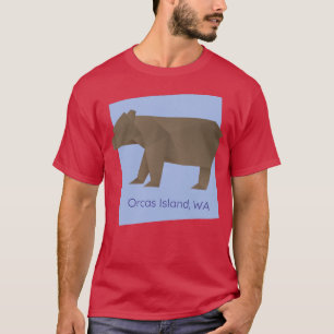 Camiseta Orcas Island Brown Origami Bear Abstrato Geométric