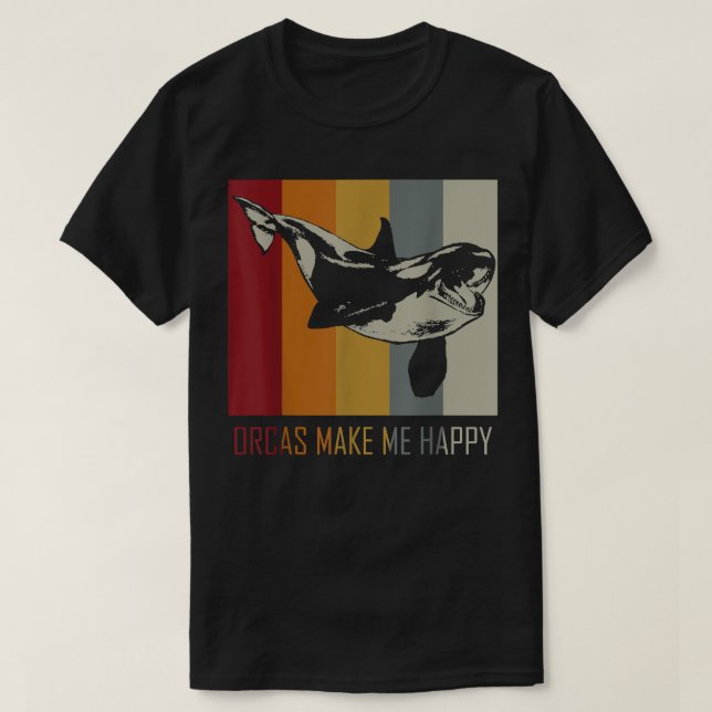 Camiseta Orcas Make Me Happy Killer Whale  (Frente do Design)