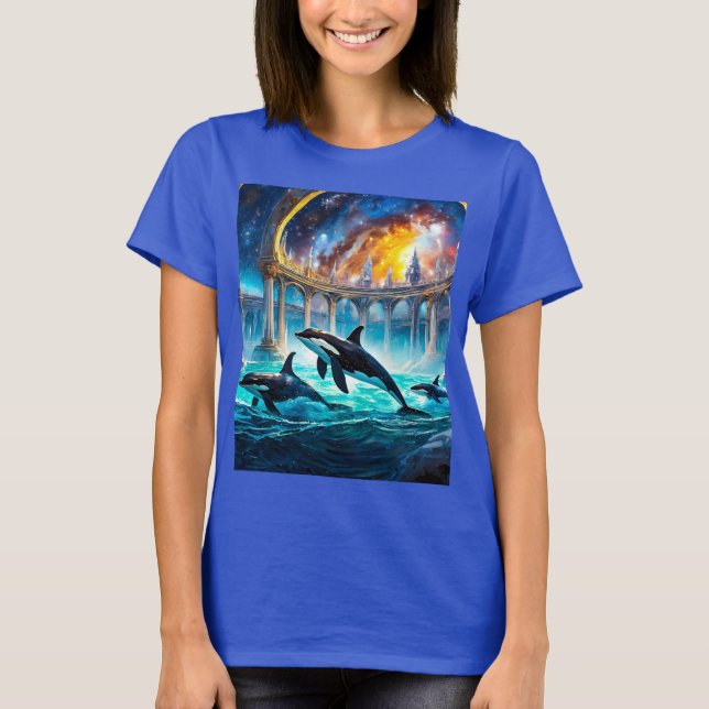 Camiseta Orcas no Castelo de Galaxy Design por Rich AMeN Gi (Frente)