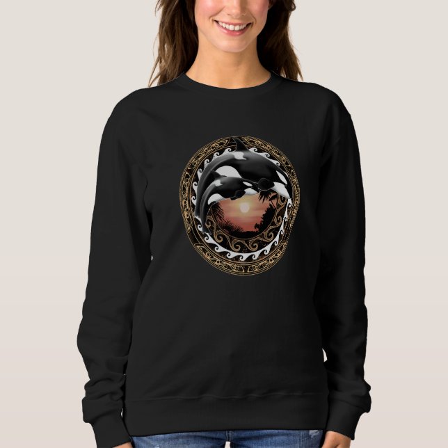 Camiseta Orcas Polynesian Hawaiian Whale Cute Orca (Frente)