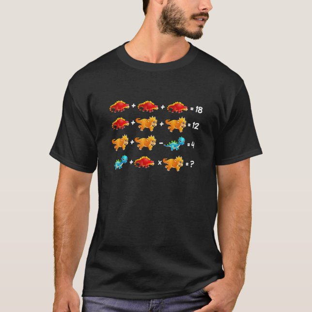 Camiseta Ordem De Operações Dinossauro Teste De Matemática  (Frente)