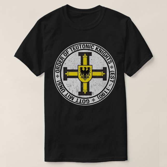 Camiseta Ordem dos Cavaleiros Casaco de Armas Teutônicas (Frente do Design)