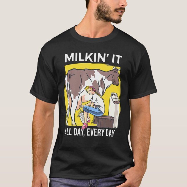 Camiseta Ordenando Vacas Leiteiras Entusiasta Da (Frente)