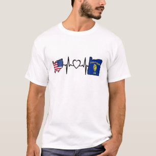 Camiseta Oregon American Flag - EUA Oregon Heartbeat