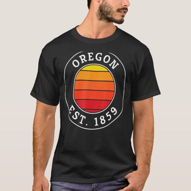 Camiseta Oregon Retro Sunset Gráfico (Frente)