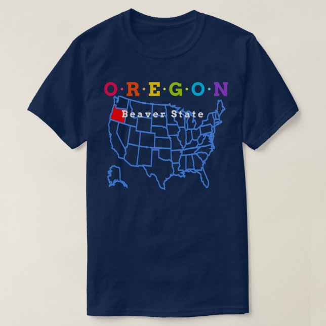 Camiseta Oregon USA Beaver State Com Mapa (Frente do Design)