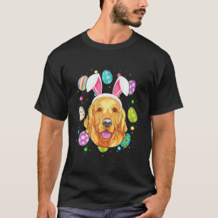 Camiseta Orelha de Coelho de Ovo de Páscoa Retriever Dourad