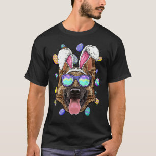Camiseta Orelha de Coelho de Páscoa do Pastor Alemão Ovos d