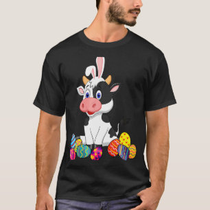 Camiseta Orelha de Coelho de Vaca com Ovo Páscoa Dia de Pás