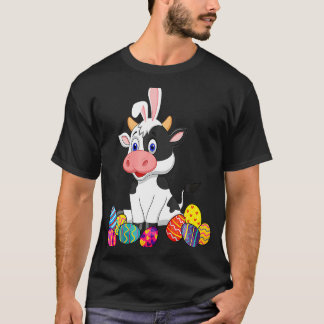 Camiseta Orelha de Coelho de Vaca com Ovo Páscoa Dia de Pás
