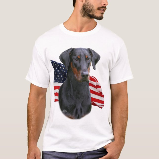 Camiseta Orelha natural uncropped do pinscher do Doberman (Frente)
