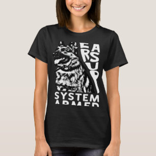 Camiseta Orelhas Acima Sistema Armado Cão Animal Pastor Ale