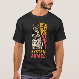 Camiseta Orelhas Acima Sistema Armado Cão Animal Pastor Ale