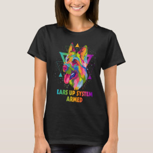 Camiseta Orelhas Acima Sistema Armado Humor Pastor Alemão