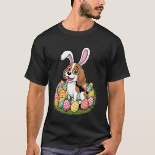 Camiseta Orelhas de Coelho Beagle Fofo Caça aos Ovos da Pás