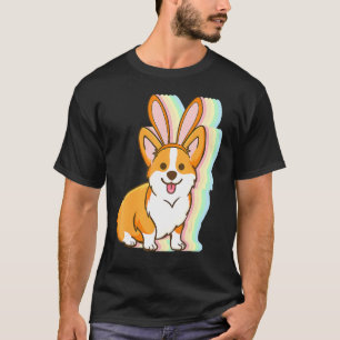 Camiseta Orelhas de Coelho Corgi Dia de Páscoa Cachorro Bon